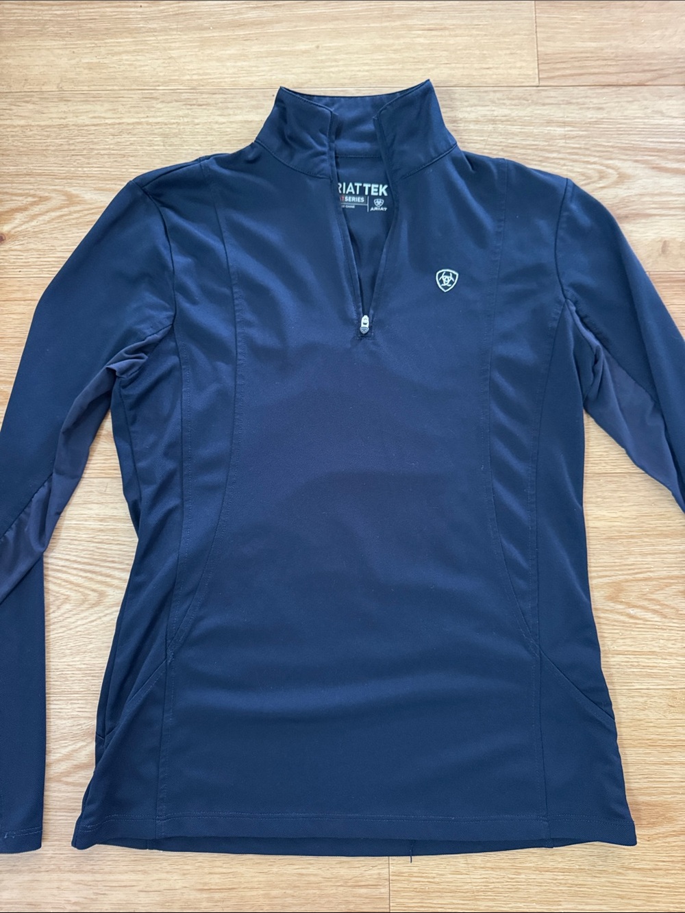 Ariat Tek Women's Dark Navy Quarter-Zip Performance Top Pullover XS Heat Series - Picture 2 of 8